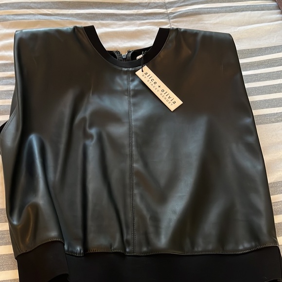 Black brand new Leather, shoulder pad shirt. - Picture 4 of 5